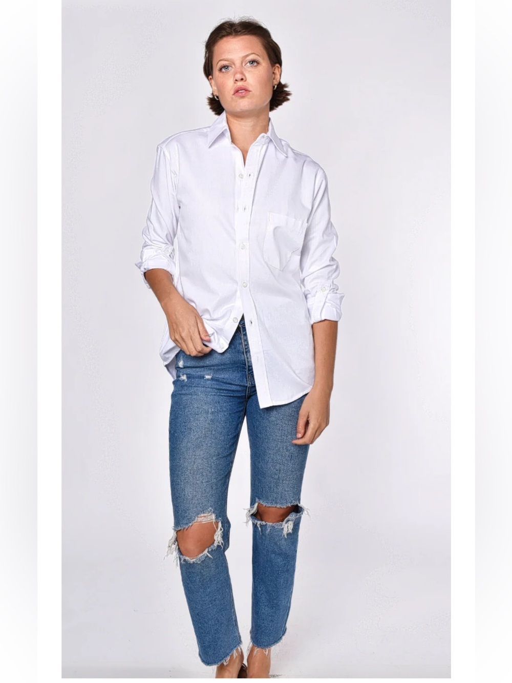 Emily Phillips Nashville USA WHITE OXFORD GIRLFRIEND SHIRT